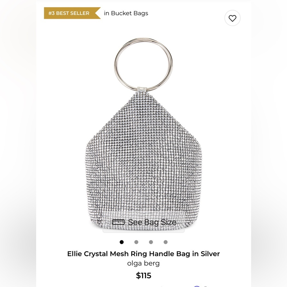 Olga Berg Ellie Crystal Mesh Ring Handle Bag - Picture 2 of 7